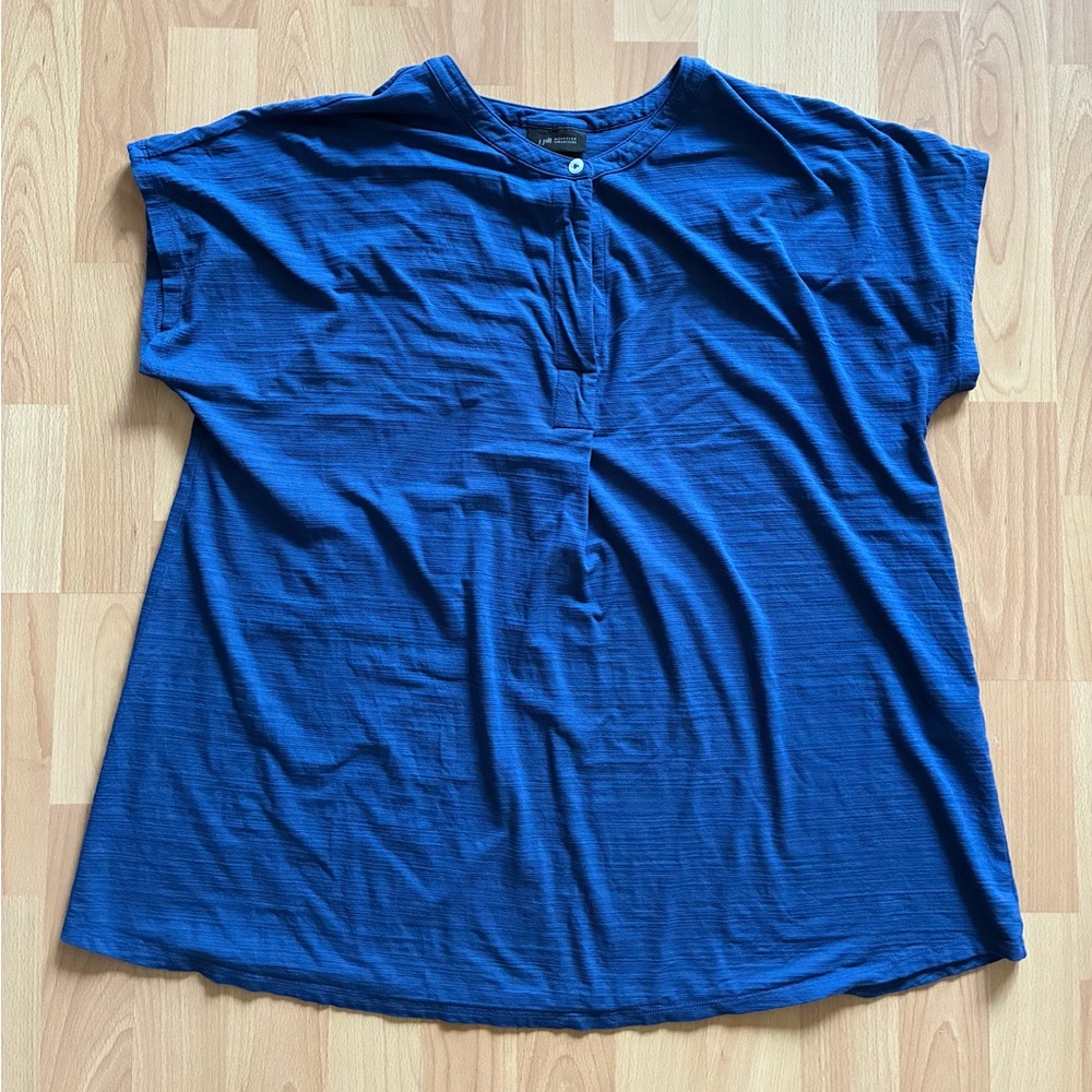 J Jill Wear Ever Collection Blue Short Sleeve Top Sz M Blouse Casual Office - Picture 6 of 8